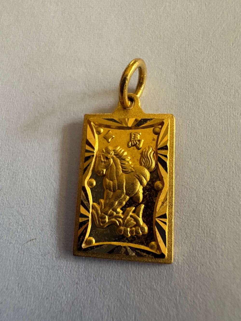 24k Yellow Gold Lambert Cheng Rectangular Asian Pendant - Picture 2 of 4